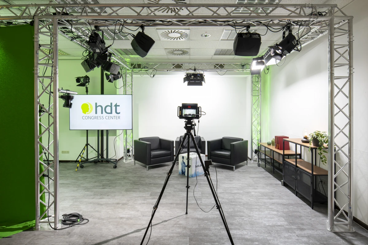 Professionelles Streamingstudio im HDT Congress Center Essen für digitale Events und Aufnahmen